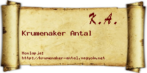 Krumenaker Antal névjegykártya